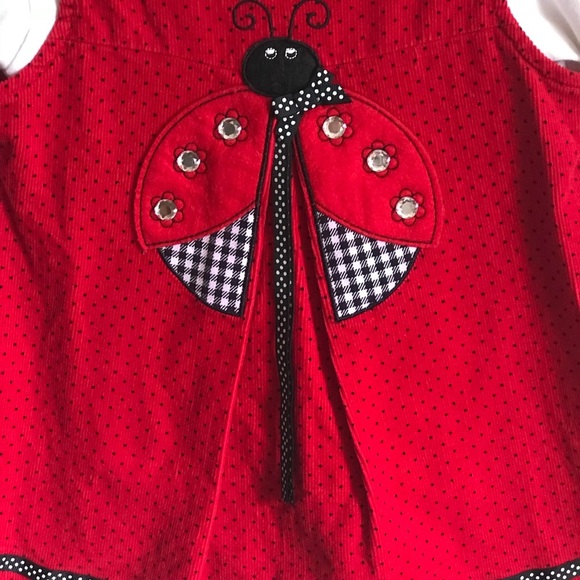 Rare 80’sVintage Toddler Ladybug appliqué Dress 2T - Picture 3 of 7